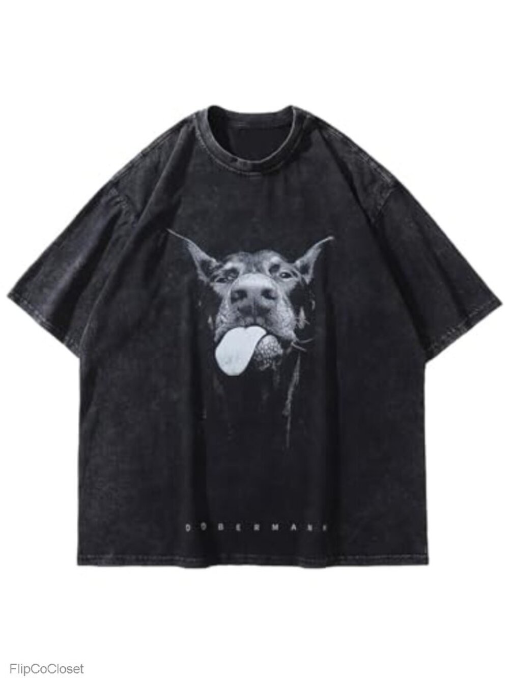 Oversized Cotton Graphic Tee Vintage Washed Distressed T-Shirt
